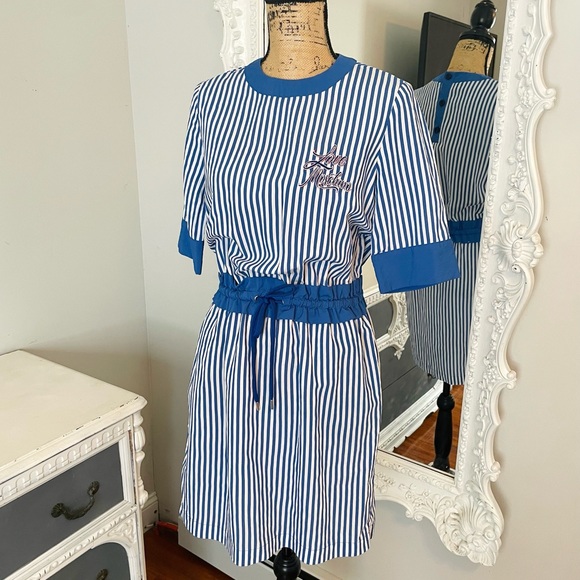 AUTHENTIC Moschino Striped Logo Dress - Picture 4 of 8